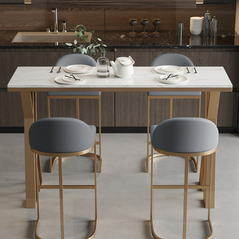 1/5 Pieces Glam Bar Table Set Rectangle Bistro Set with White Faux Marble Top