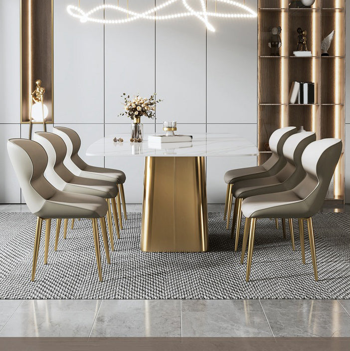 Nordic Glam Sintered Stone Dining Oval Table Set 1/4/5/6/7 Pieces Dining Set for Home