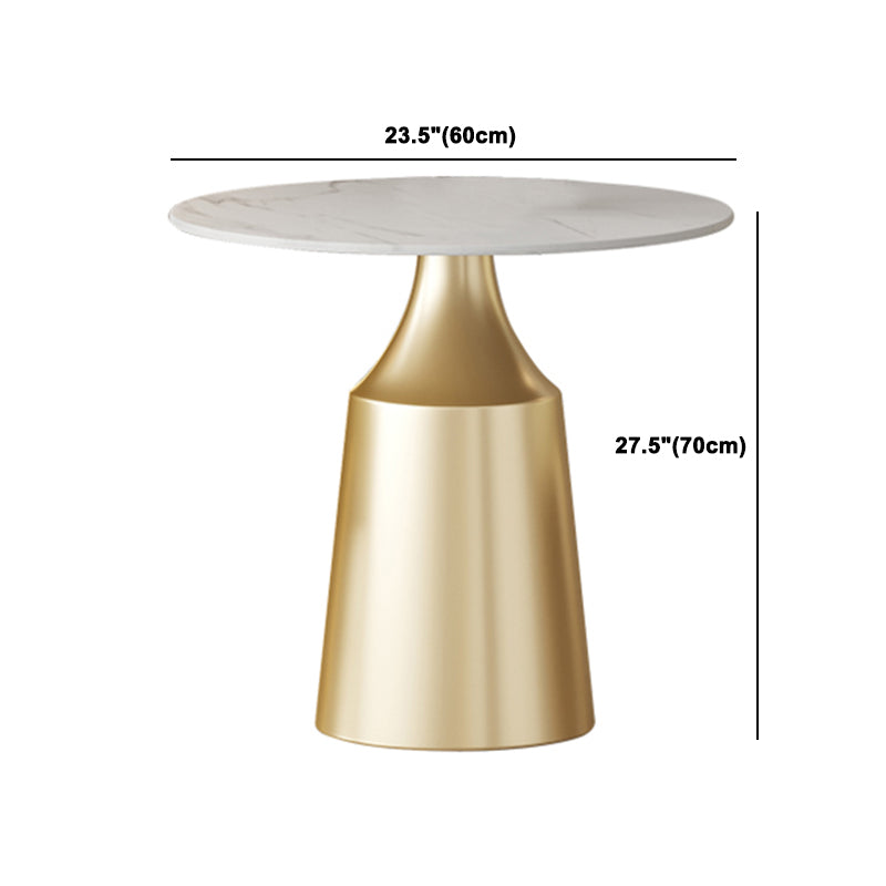 Glam Round Dining Table Set 1/5 Pieces Dinette Set with White Stone Top