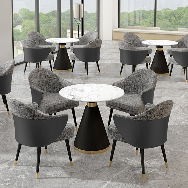 Metal Modern Round Dining Table Sintered Stone Top Table for Dining Room