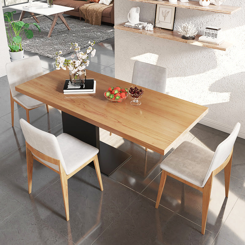 Industrial Pine Wood Table for Restaurant Rectangle Kitchen Table with Pedestal Base