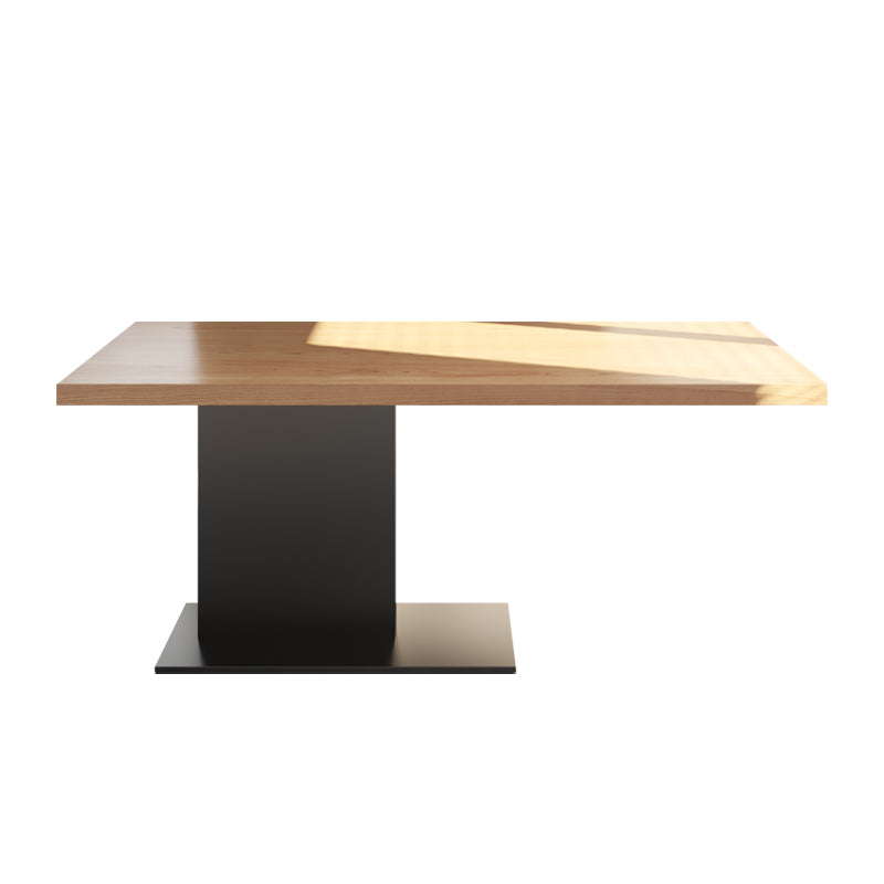 Industrial Pine Wood Table for Restaurant Rectangle Kitchen Table with Pedestal Base