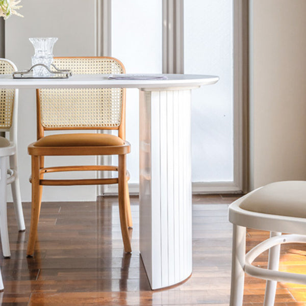 Wood Top Dining Table Traditional Luxury Dining Table with White Sled Base