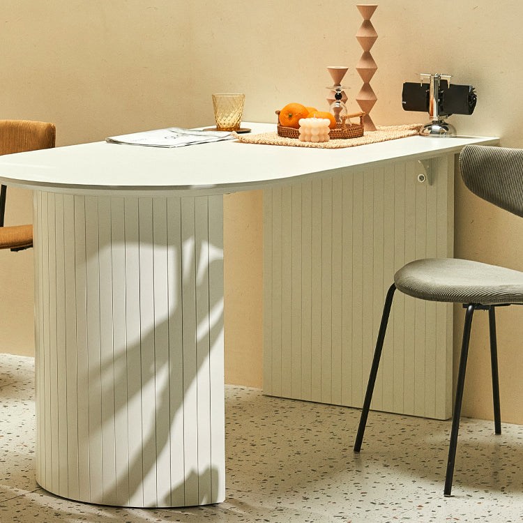 Wood Top Dining Table Traditional Luxury Dining Table with White Sled Base