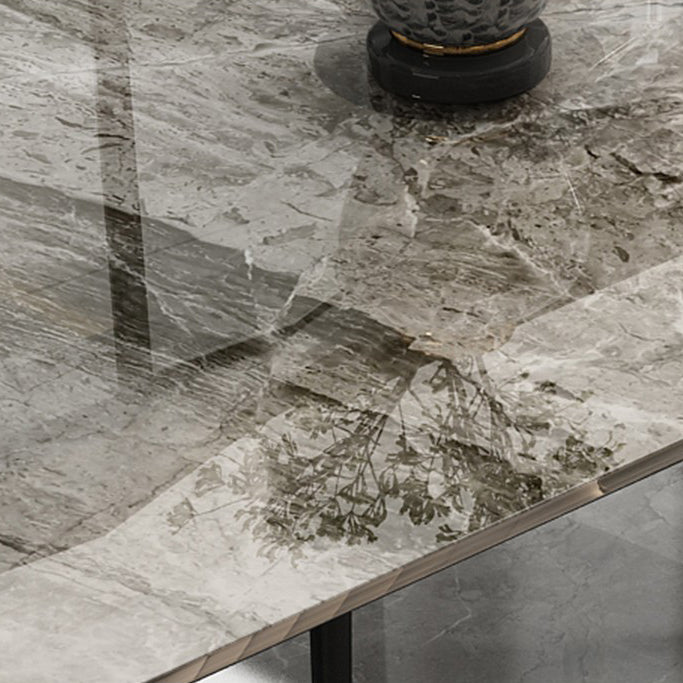 Sintered Stone Top Dining Table in Grey Industrial Indoor Table with 4 Legs