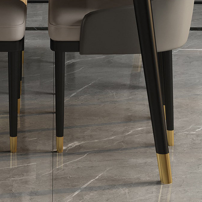 Sintered Stone Top Dining Table in Grey Industrial Indoor Table with 4 Legs