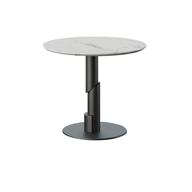 Modern Style Dining Table Sintered Stone Round Table with Metal Base