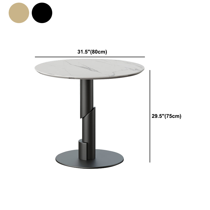 Modern Style Dining Table Sintered Stone Round Table with Metal Base