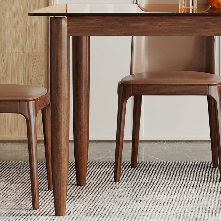 Modern Toughened Glass Top Table Rectangle Home Kitchen Desk with 4 Ash Legs