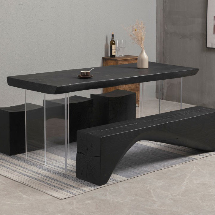 Modern Black in Solid Wood Counter Table Specialty Dining Table for Kitchen