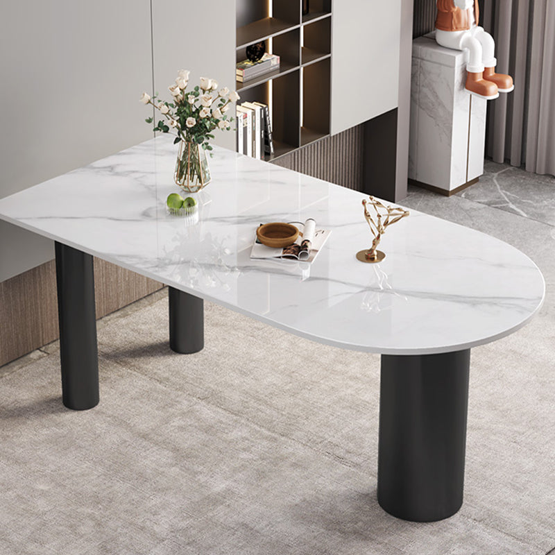 White Stone Top Dinner Room Kitchen Table Modern Tripod Base Dining Table
