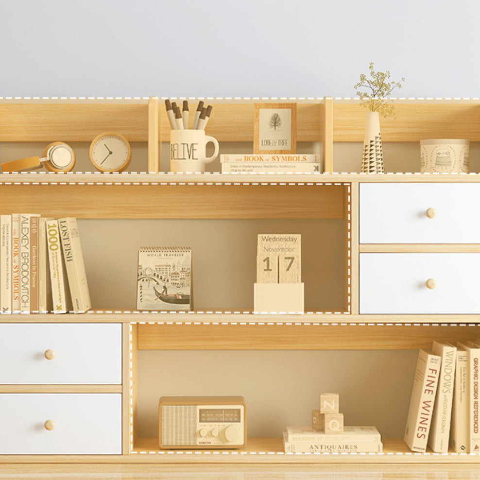 Modern Style Bookshelf Open Back Engineer Wood Bookcase for Home Office