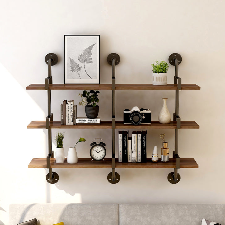 7.87"W Bookshelf Industrial Style Wall Mounted Bookcase for Home Study Room