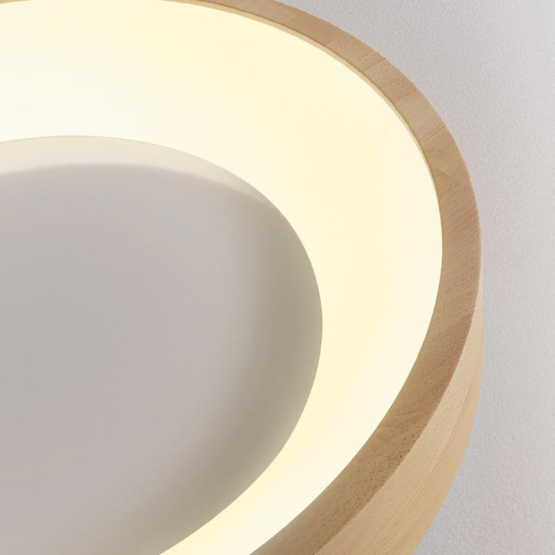 Wood Circle Shape Flush Mount Minimalism Metal Ceiling Flush Mount for Living Room