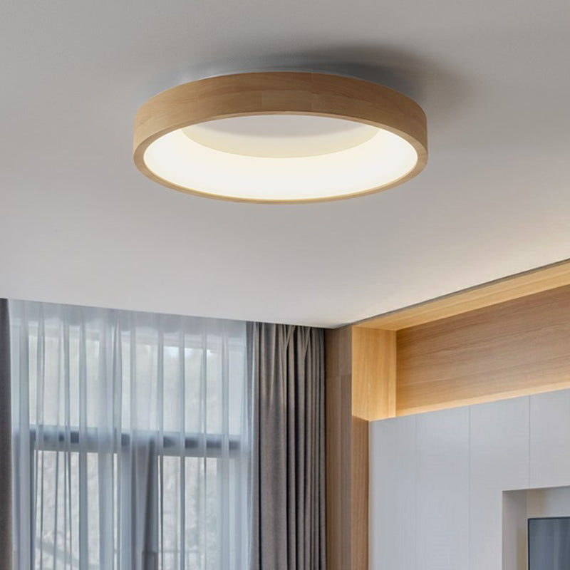 Wood Circle Shape Flush Mount Minimalism Metal Ceiling Flush Mount for Living Room