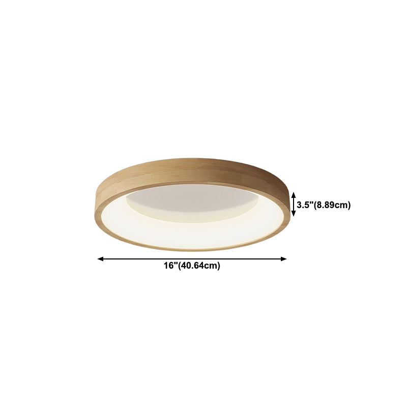 Wood Circle Shape Flush Mount Minimalism Metal Ceiling Flush Mount for Living Room
