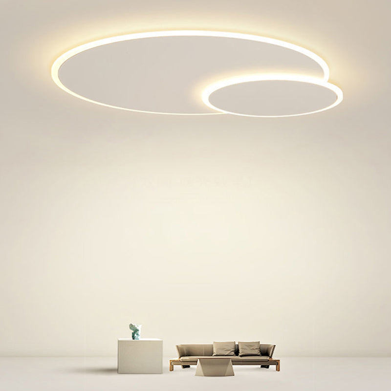 White LED Flush Mount Modern Metal Circle Ceiling Mounted Fixture for Bedroom