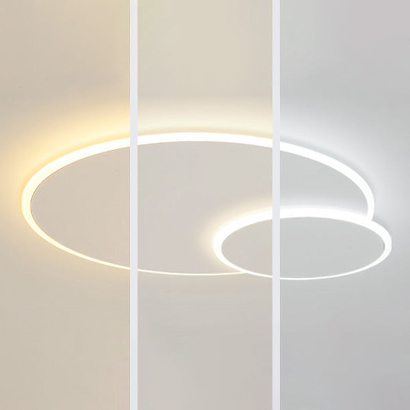 White LED Flush Mount Modern Metal Circle Ceiling Mounted Fixture for Bedroom