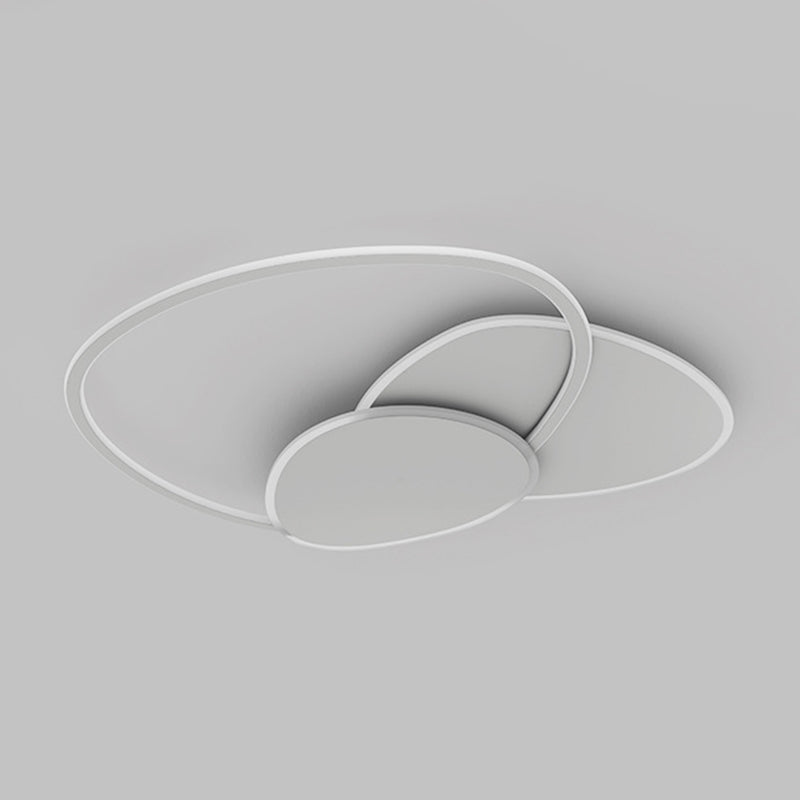 3-Light Geometric Flush Light Modern Metal LED Ceiling Lamp in White