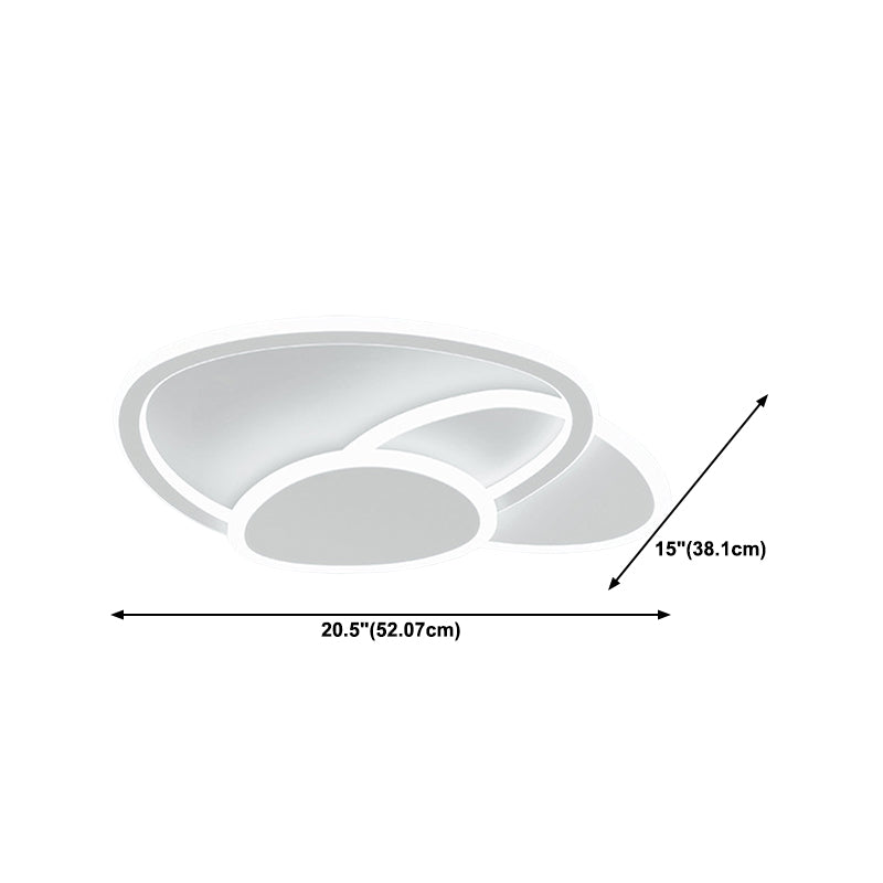 3-Light Geometric Flush Light Modern Metal LED Ceiling Lamp in White
