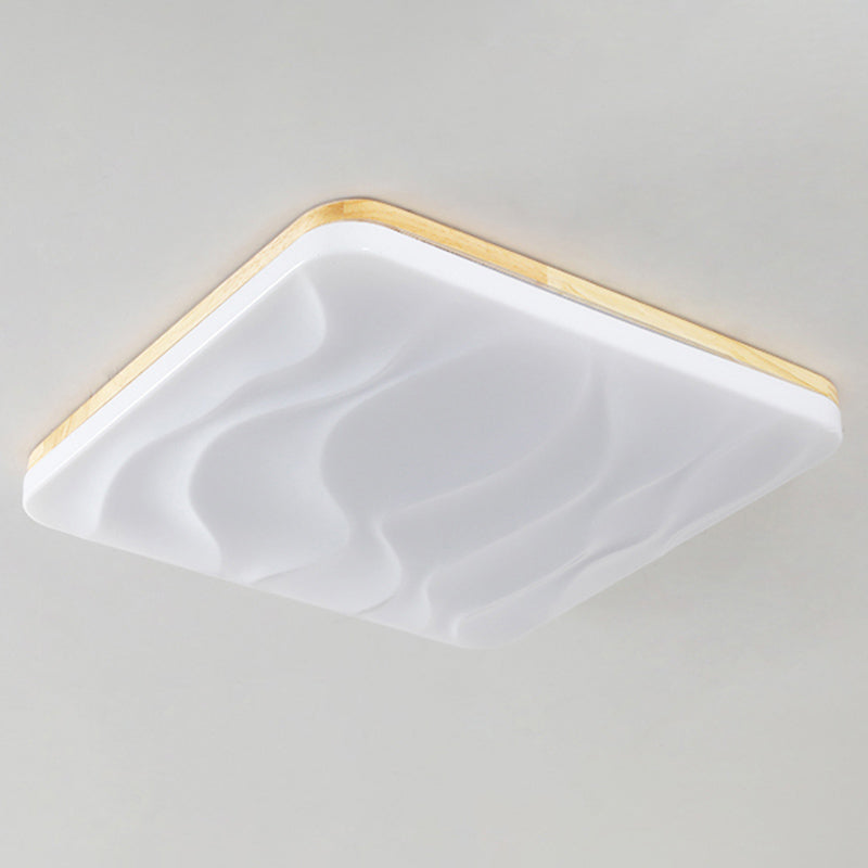 Modern Rectangle Ceiling Light Wood 1 Light LED Flush Mount Light for Bedroom