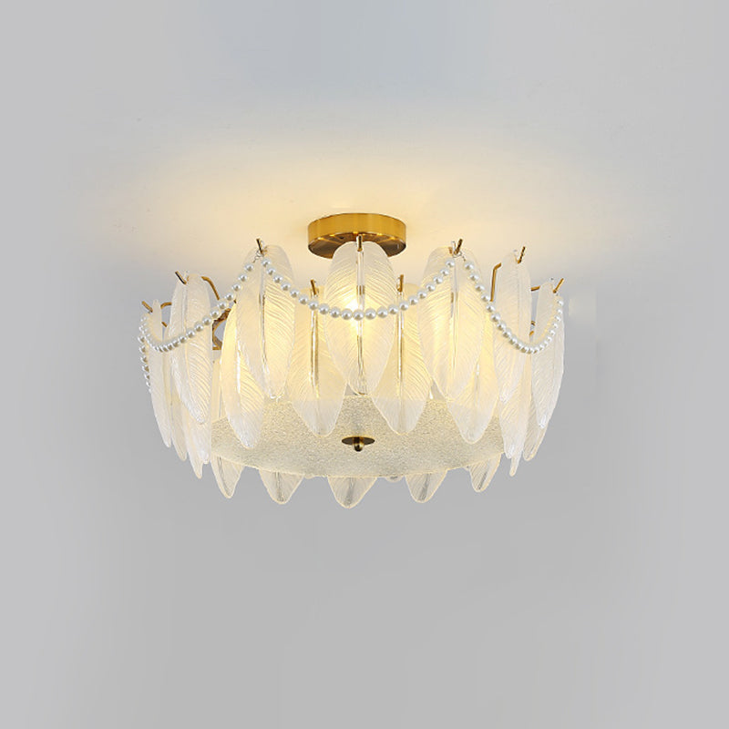 Semi Flush Mount Light Modern Glass Semi Mount Lighting for Bedroom
