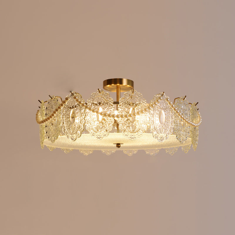 Semi Flush Mount Light Modern Glass Semi Mount Lighting for Bedroom