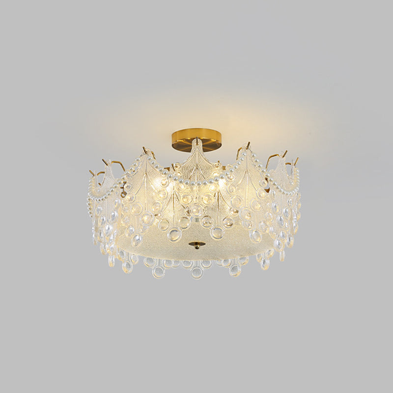 Semi Flush Mount Light Modern Glass Semi Mount Lighting for Bedroom