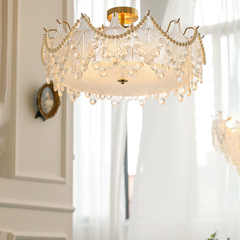 Semi Flush Mount Light Modern Glass Semi Mount Lighting for Bedroom