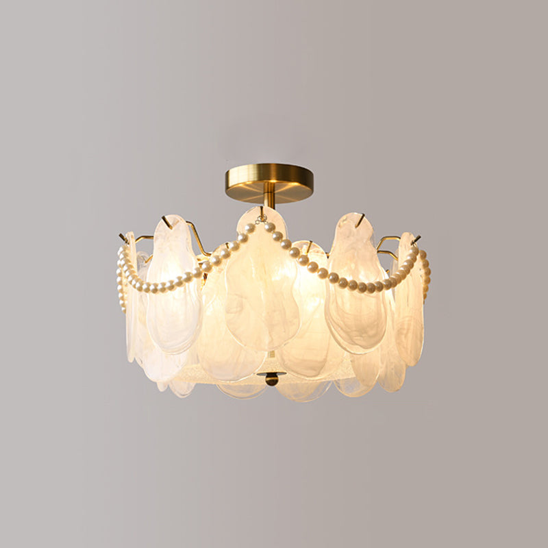 Semi Flush Mount Light Modern Glass Semi Mount Lighting for Bedroom