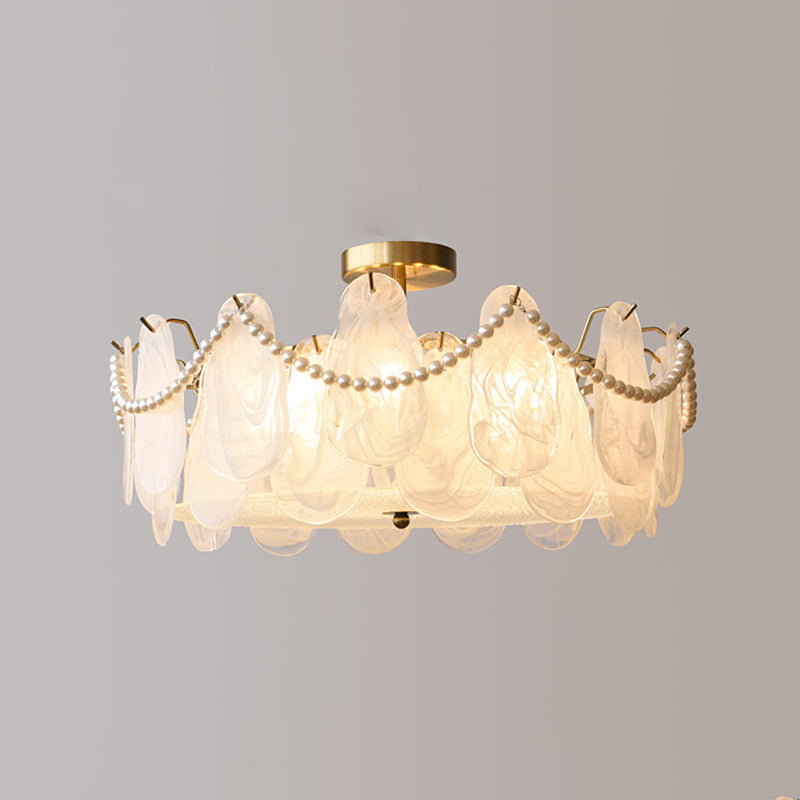 Semi Flush Mount Light Modern Glass Semi Mount Lighting for Bedroom