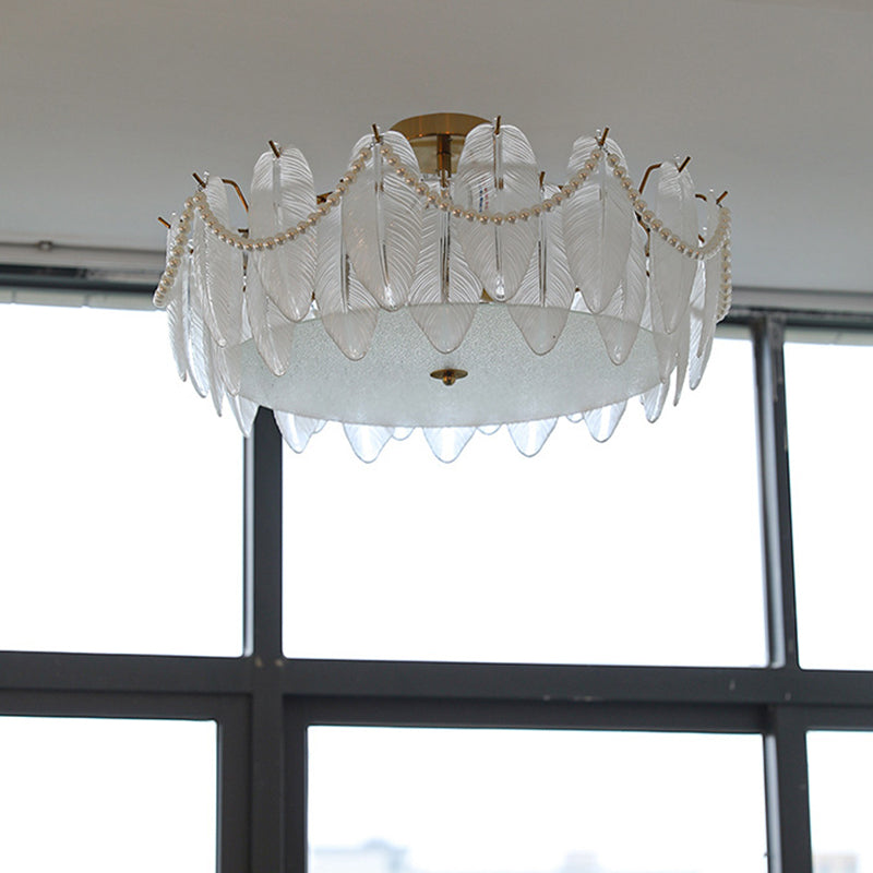 Semi Flush Mount Light Modern Glass Semi Mount Lighting for Bedroom