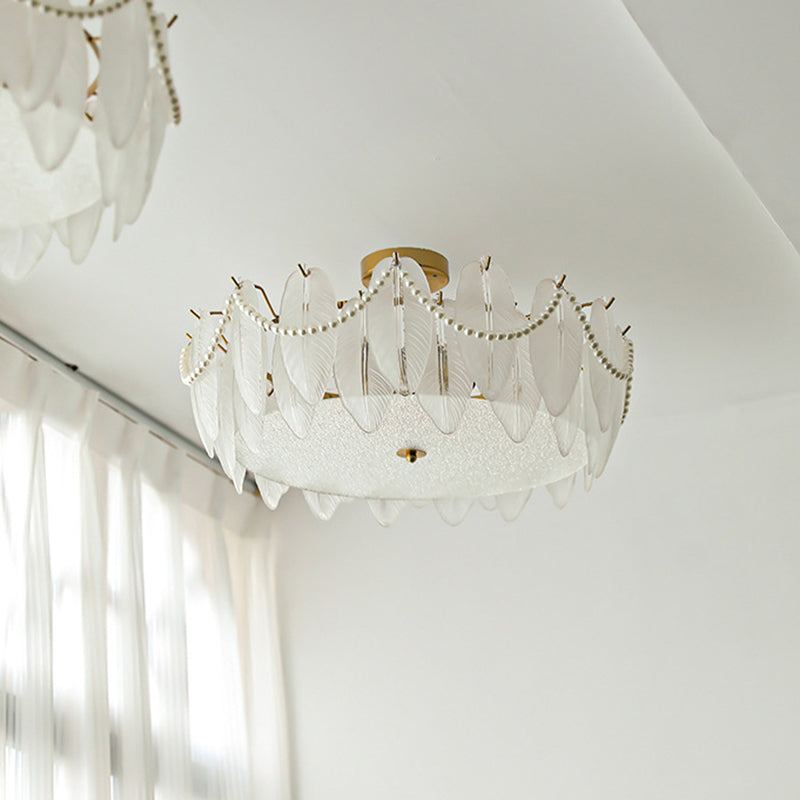 Semi Flush Mount Light Modern Glass Semi Mount Lighting for Bedroom