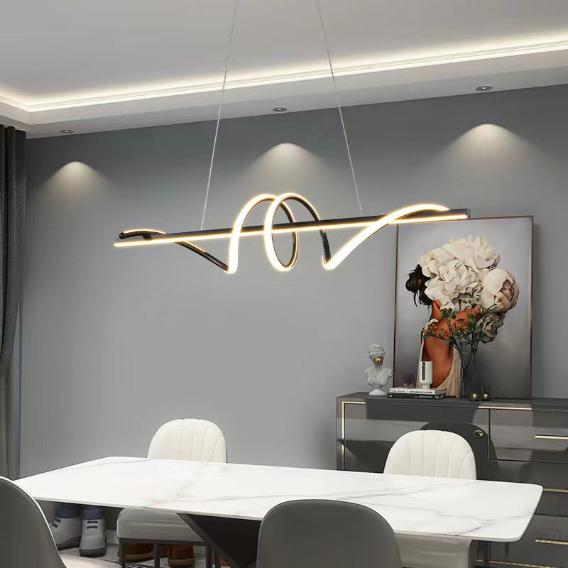 Dining Room Island Chandelier Light Metal LED Minimalist Hanging Chandelier