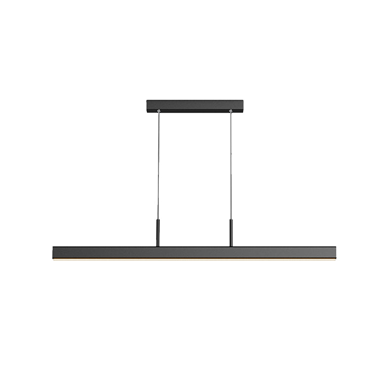 Linear Shape Island Light Contemporary Style Metal 1 Light Island Pendant Light in Black