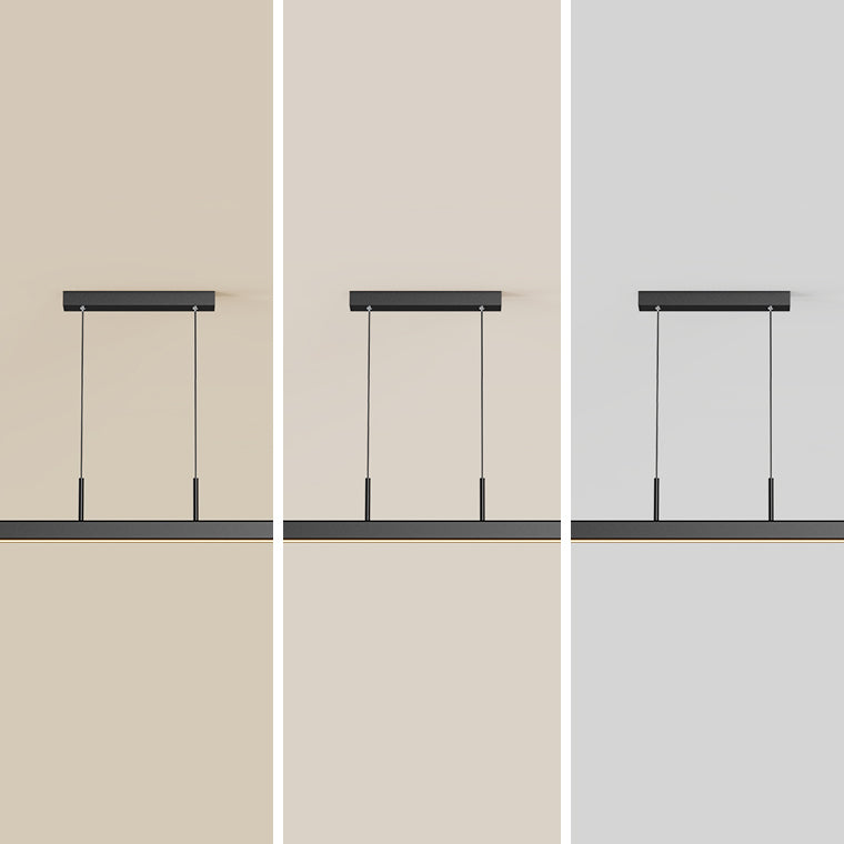 Linear Shape Island Light Contemporary Style Metal 1 Light Island Pendant Light in Black