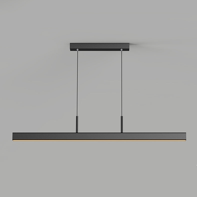 Linear Shape Island Light Contemporary Style Metal 1 Light Island Pendant Light in Black