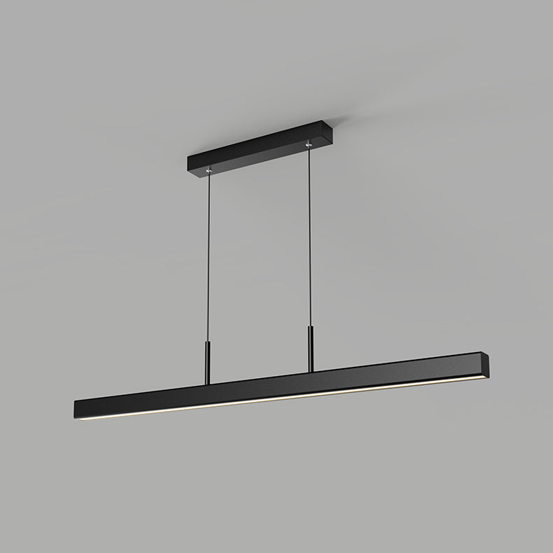 Linear Shape Island Light Contemporary Style Metal 1 Light Island Pendant Light in Black