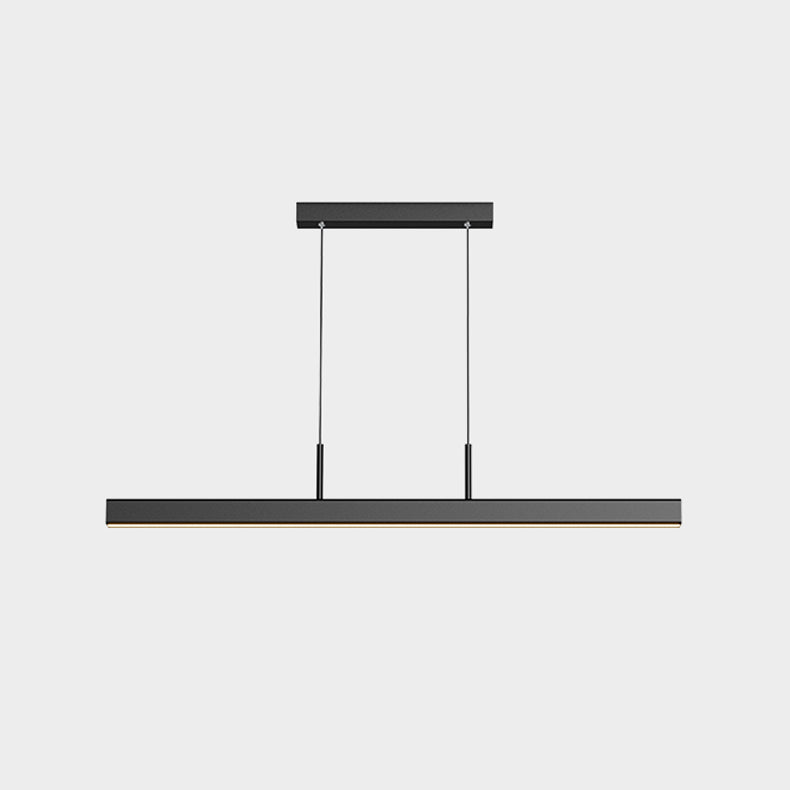 Linear Shape Island Light Contemporary Style Metal 1 Light Island Pendant Light in Black
