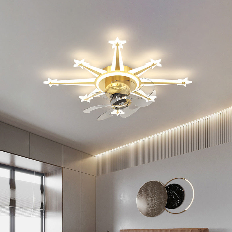Multi Light Ceiling Fan Light Modern Style Metal Ceiling Fan Light for Bedroom