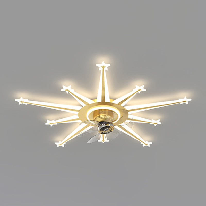 Multi Light Ceiling Fan Light Modern Style Metal Ceiling Fan Light for Bedroom