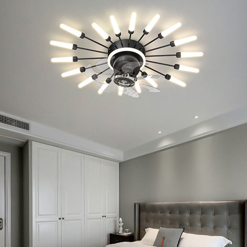 Multi Light Ceiling Fan Light Modern Style Metal Ceiling Fan Light for Bedroom