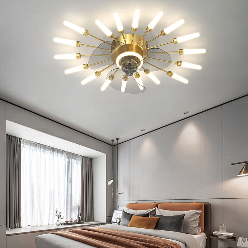 Multi Light Ceiling Fan Light Modern Style Metal Ceiling Fan Light for Bedroom