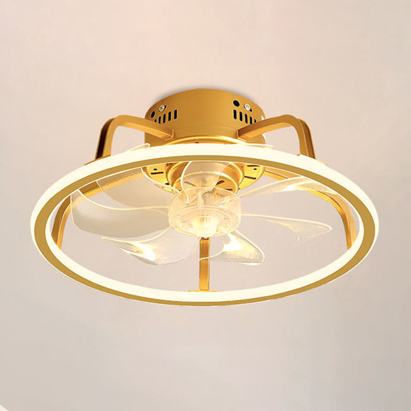 Modern Style Ceiling Fan Lamp Metal Ceiling Fan Lighting in Golden for Living Room