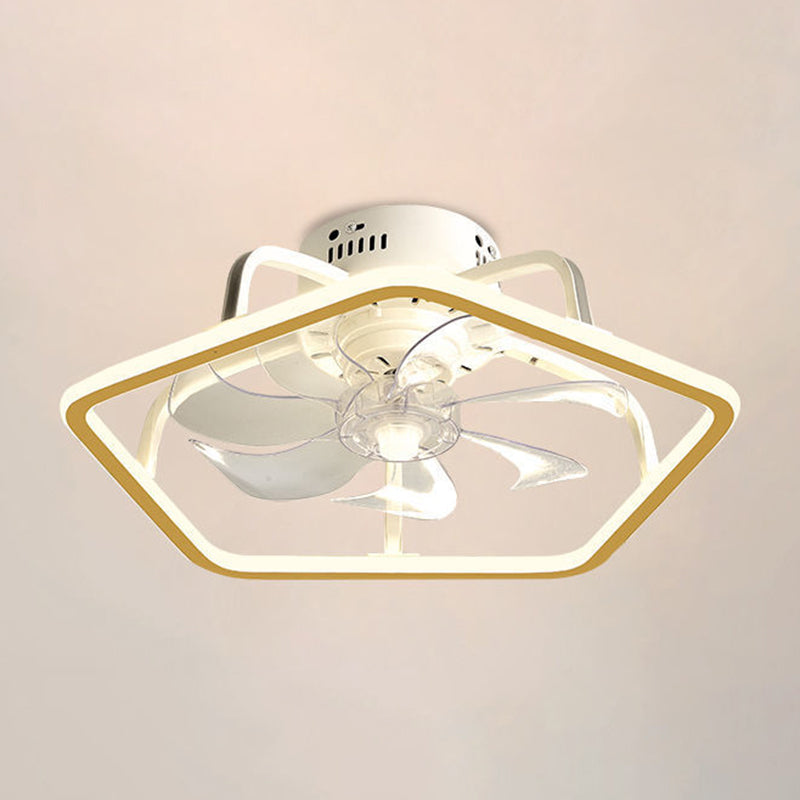 Modern Style Ceiling Fan Lamp Metal Ceiling Fan Lighting in Golden for Living Room