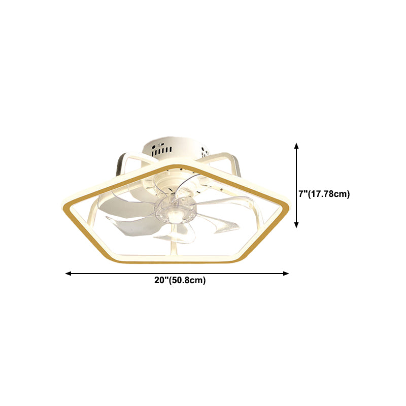 Modern Style Ceiling Fan Lamp Metal Ceiling Fan Lighting in Golden for Living Room
