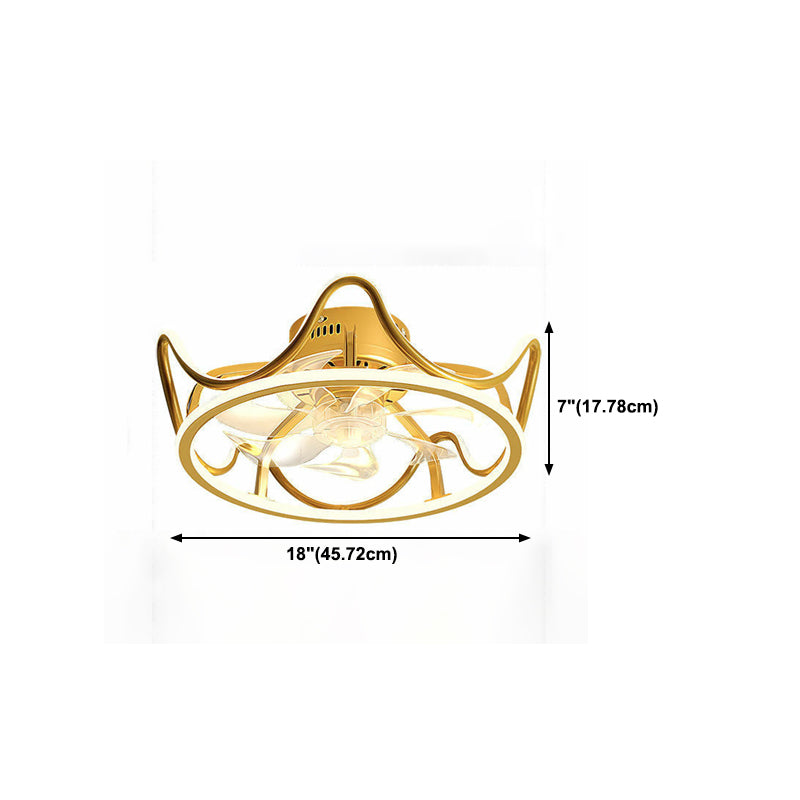 Modern Style Ceiling Fan Lamp Metal Ceiling Fan Lighting in Golden for Living Room