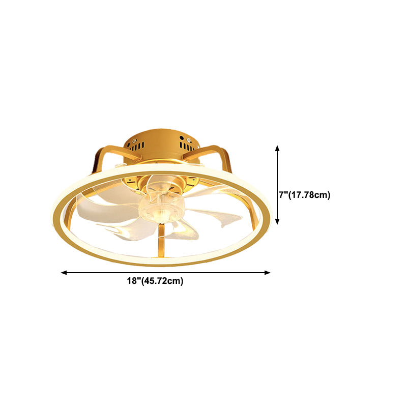 Modern Style Ceiling Fan Lamp Metal Ceiling Fan Lighting in Golden for Living Room