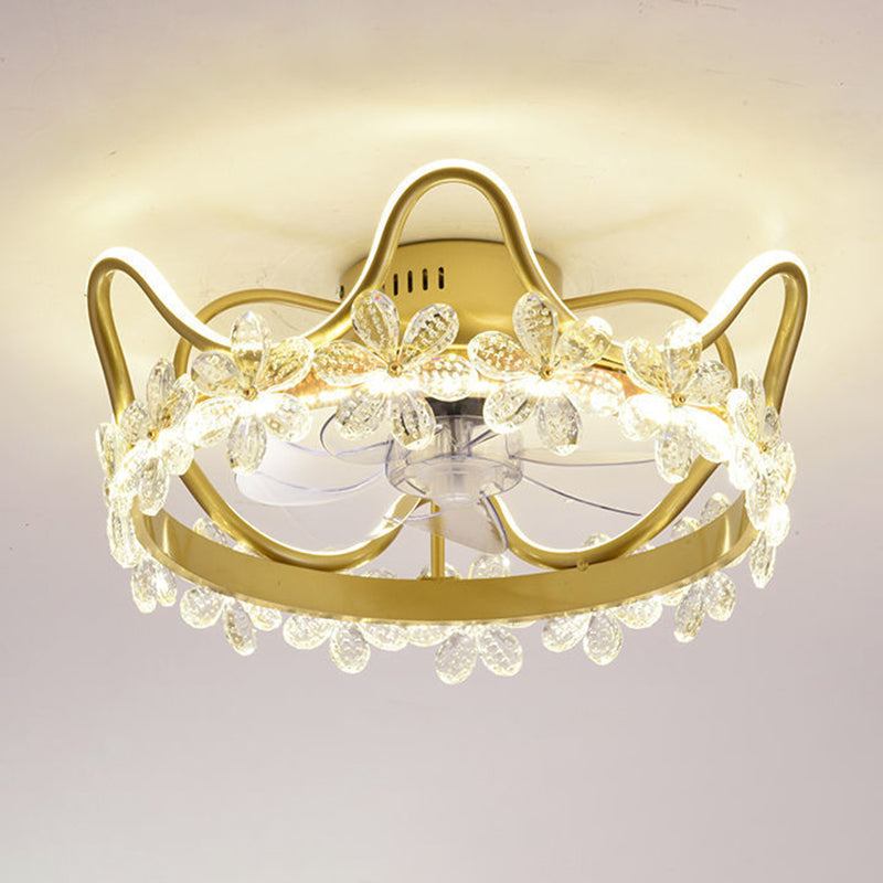 2 Light Ceiling Fan Light Modern Style Metal Ceiling Fan Light for Children's Room