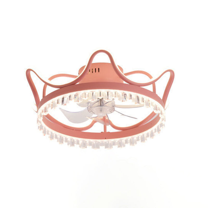 2 Light Ceiling Fan Light Modern Style Metal Ceiling Fan Light for Children's Room